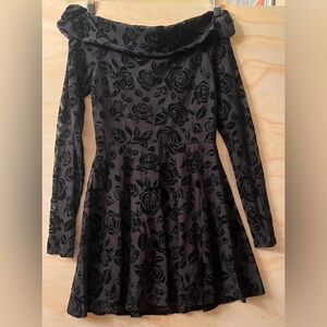 Women's Long Sleeve Brushed Lace Skater Dress - Wild Fable Black Size S